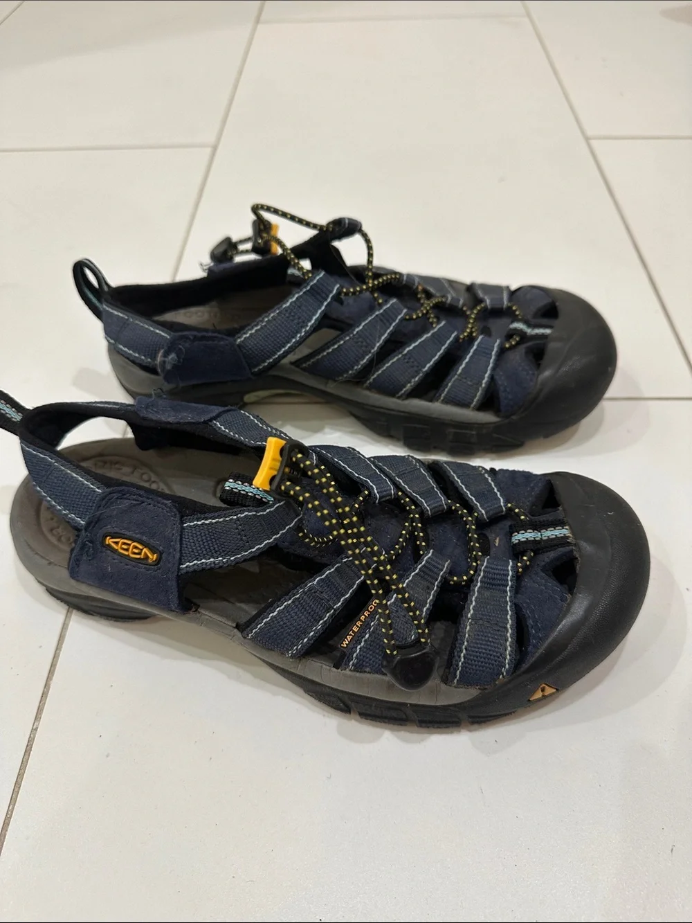 Keen Navy and Yellow Outdoor Closed-Toe Sandals men’s 8